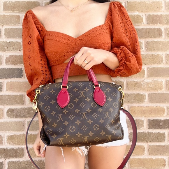 Louis Vuitton Flower Zippered PM Small Zip Satchel Brown Monogram Red - Picture 3 of 12